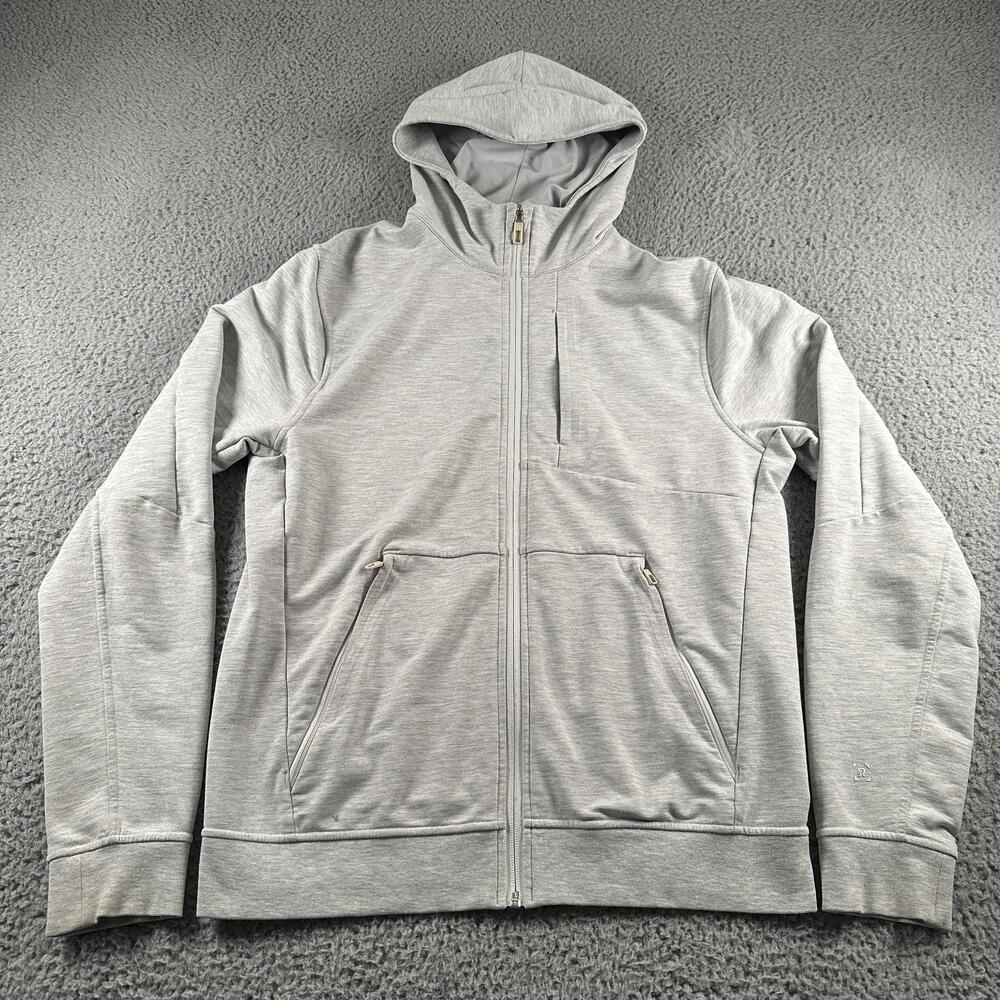 Lululemon City Sweat Hoodie Mens M Gray Full Zip Jersey Jacket Logo Activewear